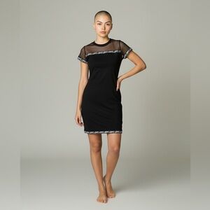 Black Mesh “LOVE” Trim Bodycon Mini Dress – Size M – NWOT